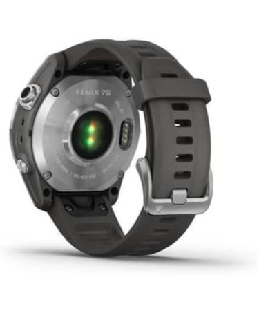 Garmin fenix 7S, smaller sized adventure smartwatch, rugged outdoor watch with GPS, touchscreen, health and wellness features, silver with graphite band, 010-02539-00 - Buy Online on GoSupps.com