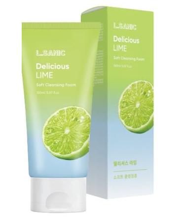 L.SANIC_Delicious Lime Soft Cleansing Foam Gentle Creamy Cleanser with Lime Extract Deep Pore Cleansing and Oil Control Ideal for Acne-Prone and Oily Skin Korean Skin Care Korean Face Wash