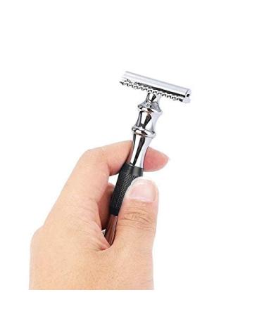 Classic Double Edge Metal Razor for Men - Black Shaving Razor for Beard Grooming | International Shipping Available - Buy Online on GoSupps.com