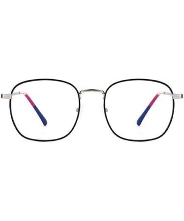 Shop Ltsrll Oversized Metal Reading Glasses - Stylish Square Blue Light Blocking Computer Readers | Anti-Glare Filter | Black-Silver Size +100 - Buy Online on GoSupps.com