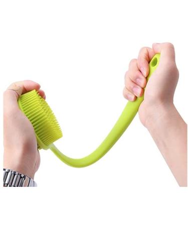 Lalacolorful Silicone Back Scrubber Exfoliating Shower Brush Set - Long Handle, Double-Sided, With Hook - Hair Scalp Massager & Facial Cleansing Brush - Yellow & Green - Buy Online on GoSupps.com