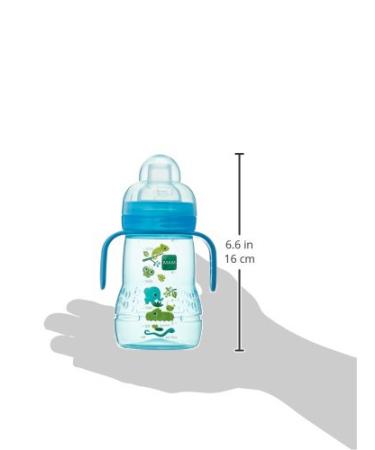 MAM Plastic Trainer Cup - 1 Count, Extra-Soft Spout, Spill-Free Nipple, Non-Slip Handles - Boys 4+ Months, 8 Ounces, Blue - Buy Online on GoSupps.com
