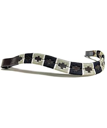 Equipride Argentina Polo Browband for Bridle Embroidered Gaucho Grey Black Leather Cob (15")