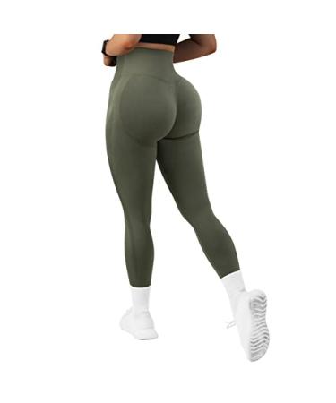 MOSHENGQI Scrunch Butt Leggings for Women Seamless High Waisted Slimming Workout Gym Yoga Pants Medium 58-army Green