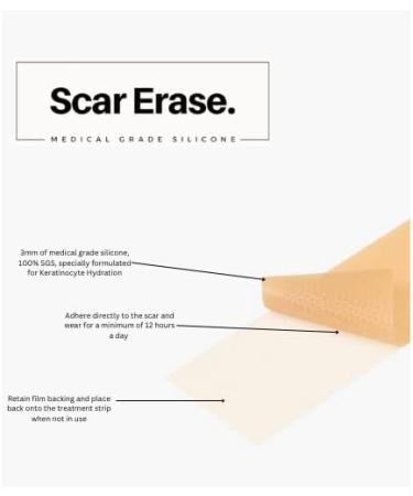 Scar Erase Silicone Scar Sheet Treatment - Soften & Flatten Surgery, Injury, Burns + C-Section Scars - 6 Week Medical Grade Strips (3cm x 15cm) - Buy Online on GoSupps.com