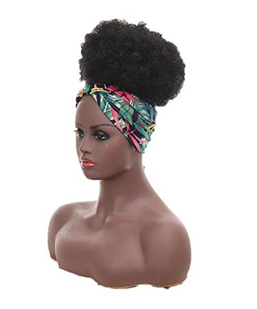 Synthetic Buns Boy Wig Hair Accessories Girl Ballerina Afro Puff Wigs For Black Women Ponytail 10 INCH black