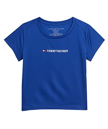 Tommy Hilfiger Girls' Sport Short Sleeve T-Shirt, Crew Neckline, Lightweight & Stretchy 12-14 Surf Web Active