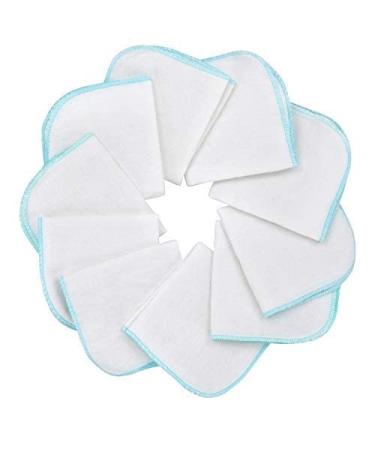 Mias 10 Baby washcloths Made of Molton Flannel White-Blue Cotton Non Toxic/Baby Cloths/Cosmetic Cloths/All-Purpose Cloths White/Blue 24x24cm