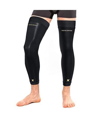 Thx4COPPER Full Leg Compression Sleeves - Knee Stabilizer Brace for Running, Basketball, Cycling - Men & Women (Pair) - Buy Online on GoSupps.com