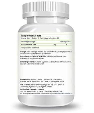 QURA Nature's Velvet Lifecare Astaxanthin (60 Softgels 2 mg) - Buy Online on GoSupps.com