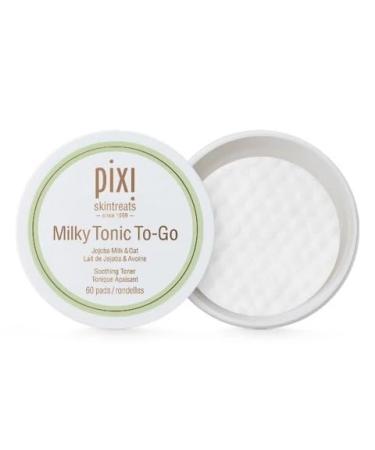 Pixi Milky Tonic to-Go Calming & Hydrating Pads Containing Jojoba Milk Infused with Oat Extract to Soothe Alcohol-Free Daily Nourishing Toner Pads On The Go 60 Pads