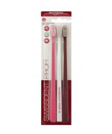 Swissdent Profi Whitening Soft Toothbrush Trio Pink White Red