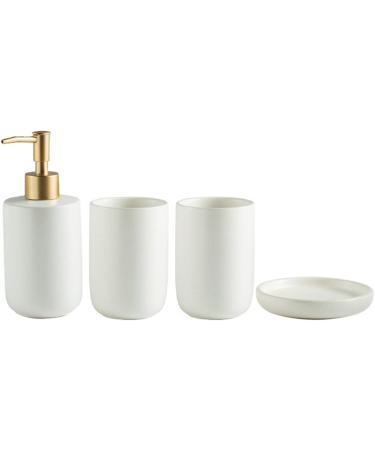 Jolsaawie White Ceramic Bathroom Set - 4-Piece Mouthwash & Toothbrush Cup Set | Stylish & Simple Design for Your Home - Buy Online on GoSupps.com