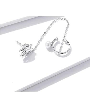 Earrings for Women 1 Piece Sterling Silver Flying Swallow Ear Clip with Chain Earrings for Women Party Girl Elegant Jewelry - Buy Online on GoSupps.com