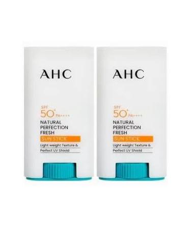 (1+1) AHC Natural Perfection Fresh Sun Stick 17g (0.59 oz.) SPF 50+ PA++++ | Light weight Texture & Perfect UV Shield | Face & Body (17g x 2ea)