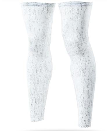 Compression Leg Sleeves - Full Leg Compression Sleeve for Men & Women UV Leg Sleeves Cycling Leg Warmers White X-Large