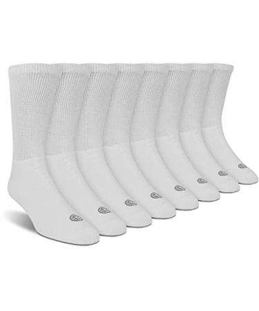 Doctor's Choice Diabetic Socks for Men Seamless Socks with Non Binding Top 4 Pairs Large 9-12 & X-Large 13-15 White/Crew Large (4 Pair)