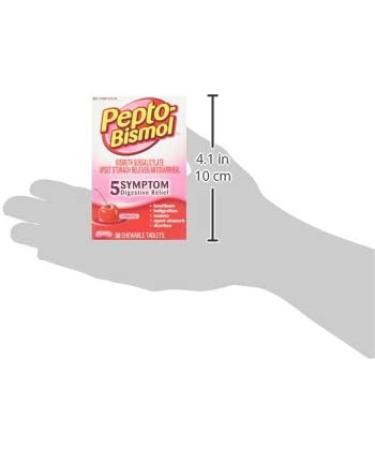 Pepto Bismol Chewables - Upset Stomach Relief Tablets for Gas, Heartburn, Nausea, Cherry Flavor - 30 Ct - Buy Online on GoSupps.com