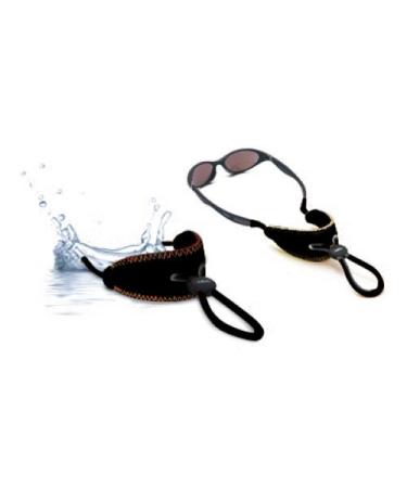 Floatable neoprene goggle strap with tube end piece in black