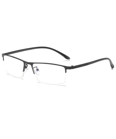 HD Computer Readers Anti Eyestrain Presbyopic Glasses Reading Glasses Half-Frame Flat Light Mirror for Women/Men +250 Black