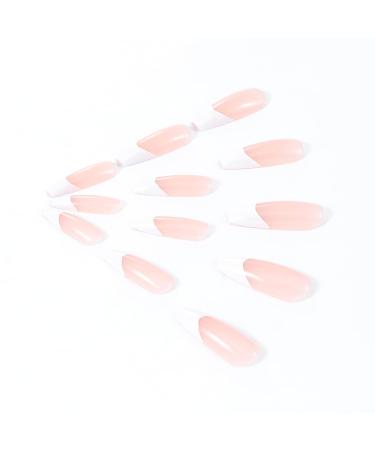 Handcess Extra Long Ballerina Artificial Fingernails - Shiny White Acrylic Full Cover - 24 Pieces for Women & Girls - Buy Online on GoSupps.com
