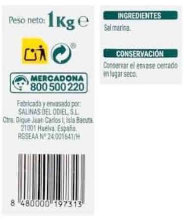 Sel fin Hacendado Paquet 1 kg Pack 2 - Buy Online on GoSupps.com