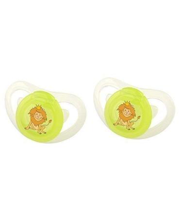 2 x OKT Kids silicone pacifier with lockable ring 6+ Hippo green from 6 months size 2