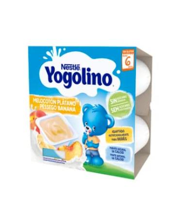 LOGAN "Peach and banana dairy dessert suitable for babies from 6 months old. YOGOLINO by Nestl 4 x 100g"