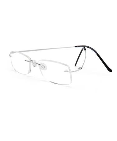 Rimless Titanium Reading Glasses for Men - Women Classic Super Light Retro Readers Frameless Vintage Business Eyeglasses (Silver 3.75 multiplier_x) Silver 3.75 x