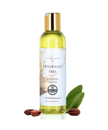 Lather Green - Pure Fragrance-Free Face and Body Oil for Women Men and Kids with Vitamin E Jojoba Grapeseed and Almond Oils Moisturizer for Sensitive Skin 4 fl. oz.