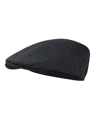 STARANCE Men's Cotton Flat Cap Ivy Gatsby Newsboy Hat Summer Driving Scally Cap Thin Cap Black 7 3/4