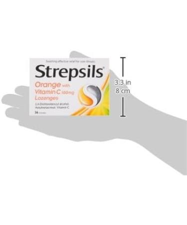 Strepsils Orange Lozenges 36s with Vitamin C - Gluten Free Sore Throat Relief | Fights Infection, Soothes Throat | Works in 5 Mins - 36 Count - Buy Online on GoSupps.com