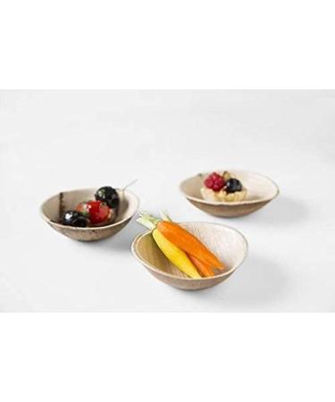 Charity Leaf Disposable Palm Leaf 3.5" Round Mini Bowl (25 pcs) Dipping Bowls | Bamboo Like| All Natural and Biodegradable | Charcuterie Boards  BBQs  and Parties 3.5" Round Bowls (25 pcs) - Buy Online on GoSupps.com