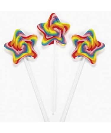 Star Shaped Rainbow Swirl Pops (set of 12 lollipops) Party Favors and Candy