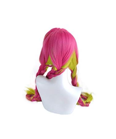 Demon Slayer Kanroji Mitsuri Cosplay Wig - Long Braids Heat-Resistant Synthetic Hair + Wig Cap - International Shipping Available - Buy Online on GoSupps.com