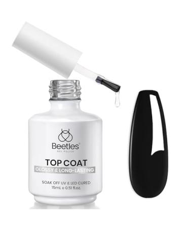 beetles Gel Polish No Wipe Gel Top Coat - 15ml Clear Glossy Top Coat Gel Nail Polish High Shine Long Lasting Top Coat Gel Nail Polish Nail Manicure Soak Off Nail Uv Lamp 15ml Clear 0.5 Fl Oz (Pack of 1)