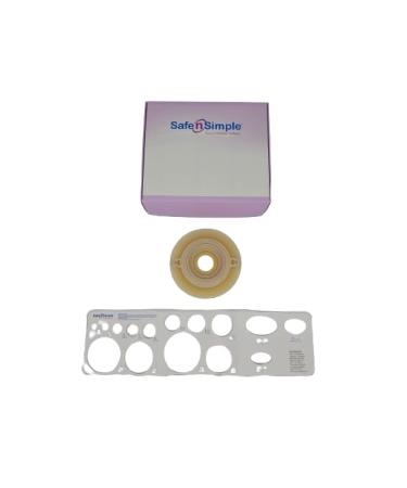 Safe n Simple 5" Diameter 2-Piece Ostomy Wafers with Tape Collar - Extended Wear Convex 2 1/4" Flange 1 1/8" Pre Cut Beige - Ostomy Supplies - Ostomy Wafer - Ostomy Care Products - 5 Count 5" Diameter Precut 1 1/8" - Convex Extended - Beige
