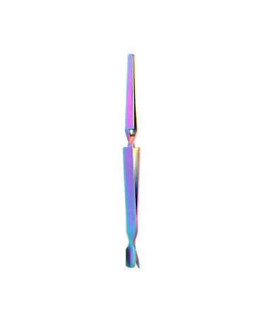 Colored Titanium Double Ended Nail Pincher Stainless Steel Nail Shaping Stick Multifunctional Nail Clip Tweezers Tool for Manicurist Colored Titanium(straight)