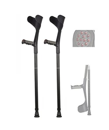 Folding Forearm Crutch for Adults(1 Pair Open Cuff) Aluminum Crutches for Walking-Adjustable Height Crutches for Travel Comfortable Grip (Black/Silver) Prosperous