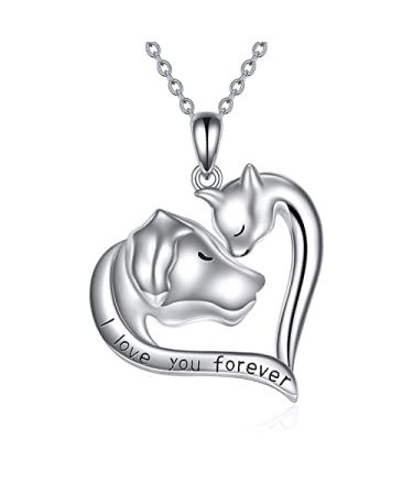 VADMANS Heart Cat Dog Necklace Pet Cute 925 Sterling Silver Pendant Animal Jewelry Gifts for Women Girls