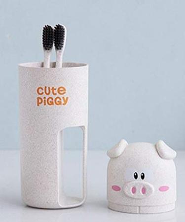 Eco-Friendly Toothbrush Holder Set | Portable Beige Toothbrush Cup for Travel | Sustainable Dental Care Accessories - Buy Online on GoSupps.com