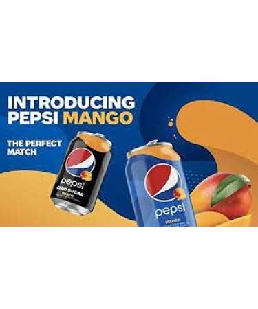 Pepsi Mango Soda Cans Artificial Mango Flavor Soda Pop Fridge Pack Sparkling beverage -Carbonated Soft Drink with Caffeine-12 FL Oz (Pack of 12) - Buy Online on GoSupps.com