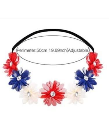 Patriotic Flower Crown Headband for Independence Day - Blue Red White Floral Hair Band - Buy Online on GoSupps.com