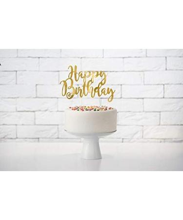 Schnooridoo Cake Topper - Elegant Happy Birthday Gold Cake Decoration for Weddings & Birthdays - International Shipping Available - Buy Online on GoSupps.com