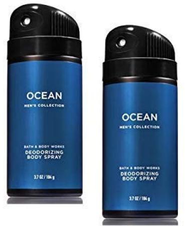 Bath and Body Works 2 Pack Men's Collection Deodorizing Body Spray. OCEAN. 3.7 Oz