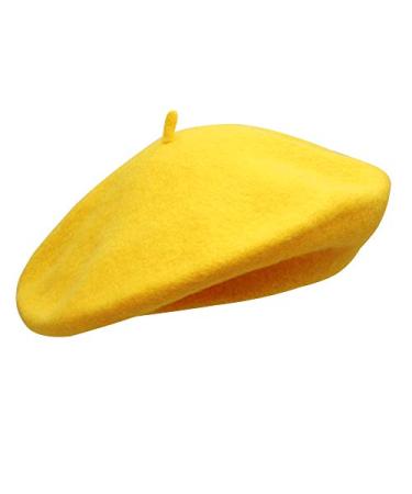 Umeepar Wool French Beret Hat for Women Yellow 3