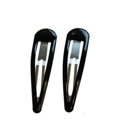 DTrendz Large Big Plain Black Bendies Sleepies Snap Clips Hair Slides (9 CM Black)