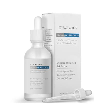 Dr. Pure Niacinamide 10% Zinc 1% Serum: Improves Skin Smoothness Face Serum - Anti Aging Moisturizing Hydrating for Glow Skin 2 Fl Oz Niacinamide 10% + Zinc 1%
