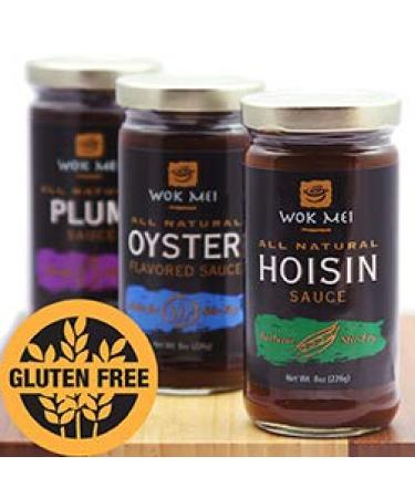 Wok Mei Variety Set of 3 - Oyster Hoisin and Plum Sauce - 8oz Jars Standard Packaging - Buy Online on GoSupps.com