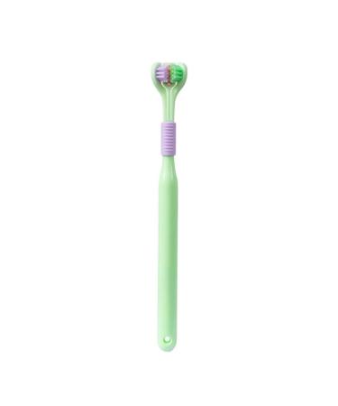 Manual toothbrushes soft hair with three -piece toothbrush sweet three -sided toothbrush scratch tongue coating toothbrush for children and adults green